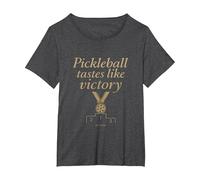 Pickleball Tastes Like Victory Gold Medal Graphic T-Shirt, Women's Plus, Dark Heather Grey, 2X