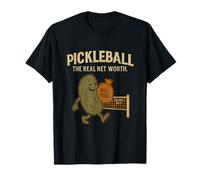 Pickleball the Real Net Worth Vintage Humor Design T-Shirt