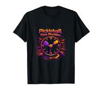 Pickleball Time Machine Retro Clock Paddle Graphic T-Shirt