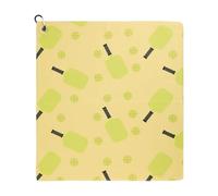 Pickleball Towel, 15x16.5 Inch Single-Sided Prints Pickle Ball Towels with Carabiner Clip Microfiber Golf Towel Fashion Pickleball Blanket Accessories Gifts for Women Pickleball Lovers (Yellow)