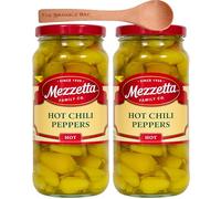 Pickled Chillies Bundle contains Mezzetta Hot Chili Peppers, Pack of 2 X 473ml, Wooden Spoon