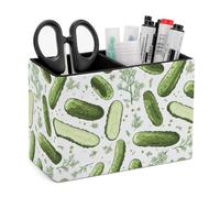 Pickled Rosemary Cucumbers Leather Pen Pot 2 Sections Pencil Holder Office Desktop Organizer Makeup Storage