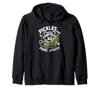 Pickles And Panic Attacks Mental Health Retro Raccoon Zip Hoodie