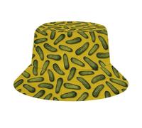 Pickles Green Yellow Gherkin Funny Bucket Hat for Women Men Packable Fisherman Hat Sun Cap Travel Outdoor Beach Caps