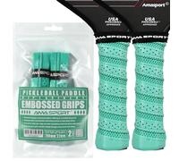 PICKLETECH Pickleball Paddle Grip Tape - 2 Pack - Perforated Embossed Replacement Grip Wrap for Pickleball Racket-Moisture Wicking Tacky Surface - Anti-Slip Ridge-Cyan