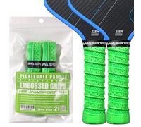PICKLETECH Pickleball Paddle Grip Tape - 2 Pack - Perforated Embossed Replacement Grip Wrap for Pickleball Racket-Moisture Wicking Tacky Surface - Anti-Slip Ridge-Green