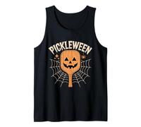 Pickleween Pickleball Halloween Funny Pickleball Pumpkin Tank Top