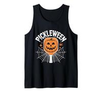 Pickleween Pickleball Paddle Funny Halloween Spider Pumpkin Tank Top