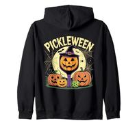 Pickleween Pickleball Player Creepy Halloween Pickleball Zip Hoodie