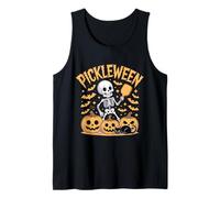 Pickleween Pickleball Player Funny Halloween Skeleton Tank Top
