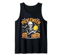 Pickleween Pickleball Player Funny Skeleton Halloween Tank Top