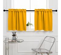 Pickluc Blackout Kitchen Curtain 20 Inches Long, Rod Pocket Cafe Tier Curtains for Small Window Treatment in Living Room, Basement, RVs, Cabinets, 2 Panels, W24 X L20 Inch, Mustard Yellow
