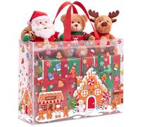 Pickmesh 1 PC Extra Large Gingerbread Christmas Gift Bag 19.7 x 15.8 x 5.1 Inch Clear PP Woven Bag Glossy Laminated Holiday Gift Tote Bags with Handles for Present Wrapping Supplies Set