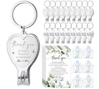 Pickmesh 100 Sets Wedding Souvenir for Guests Heart Multi Function Bottle Opener Nail Clipper with Thank You Cards White Organza Bags Wedding Party Supplies Bridal Shower Gift (Thank You)