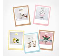 PICKMOTION Set of 5 Photo Greeting Cards with Envelope Greetings & Wishes, Premium Instagram Get Well Soon Cards, Handmade Folding Cards, Funny Sayings & Designs, Animals, Flowers, Colourful, BKK-0137