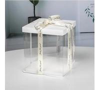 PicknPackDirect Crystal Clear Transparent Cake Box/Gift Box - 10 inch square base, 9.4 inch tall - in White