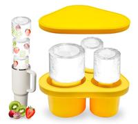 PICKONA Ice Cube Tray for 30-40Oz Stanley Cup Accessory, Silicone Ice Cube Maker with Lid for Making 3 Hollow Cylindrical Ice Cube Molds for Coffee, Ice Drink, Juice, Whiskey, Chilling Cocktails