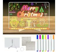 PICKONA LED Note Board with 7 Colours Pen Magic Light Up Acrylic LED Drawing Board for Kids Writing Doodling Message Planner Home Office Cafe