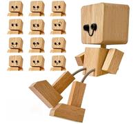 PICKONA Shaking Wooden Man Figurine Wooden Man with Wobbly Legs 12 Magnetic Expressions Funny Work Desk and Car Decoration Stress Relief Gift for Friends and Family