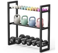 Pickpiff Adjustable 3-Tier Dumbbell Rack - Heavy-Duty Metal Weight Storage Stand for Dumbbells, Kettlebells, and More - Space-Efficient Home Gym Organizer - 360 lb Capacity (Dumbbells Not Included)