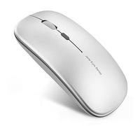 Picktech Q5 Slim Rechargeable Wireless Mouse, 2.4G Portable Optical Silent Ultra Thin Wireless Computer Mouse with USB Receiver and Type C Adapter, Compatible with PC,Laptop,Notebook,Desktop (Sliver)