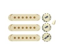 Pickup Covers 48/50/52mm for Strat Electric Guitar, Set of 3 with Knobs and Tips in 6 Colors (Black, White, Vintage White, Cream, Red, Blue)