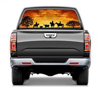 Pickup Truck Back Window Truck Rear Window Decals Rear Window Graphic Decals for Trucks Fire Pickup Car Window Stickers 65*22 inch Truck Back Window Perforated Vinyl Window Film Decal(Cowboy Sunset Si