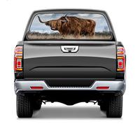 Pickup Truck Back Window Truck Rear Window Decals Rear Window Graphic Decals for Trucks Fire Pickup Car Window Stickers 65*22 inch Truck Back Window Perforated Vinyl Window Film Decal(Highland Cow)