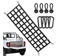 Pickup Truck Bed Tailgate Net - Cargo Mesh For Trunk Storage | Heavy Duty Rear Guard Netting Divider Full-Size Vehicle | Motorbike Bicycle Kayak Transport Organizer Accessories Black