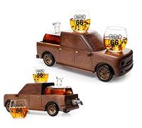 Pickup Truck Wine & Whiskey Decanter Set 500 ml & Two 12 Oz Route 66 Glasses - Gifts for Him, Dad Driver Trucker Gifts, Truck, Whiskey Gifts for Men, Personalized Gifts for Men