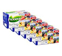 Pickwick Fruit Fusion Caffeine-Free Tea, Assorted Flavours, 20 Tea Bags, Forest Fruit, Strawberry, Plum Vanilla Cinnamon, Ginger Lemon, Pack of 6