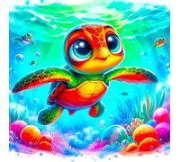 Picmondoo Diamond Painting - 30 x 30 cm - Lotta, the Little Sea Turtle
