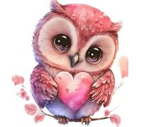 Picmondoo Diamond Painting Mini - Complete Set with Resin Stones & Iridescent Coating - DIY Artwork for Adults & Children (Loving Owl)