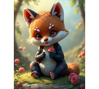 Picmondoo Diamond Painting Mini - Fox Kasper - 20 x 15 cm - Complete Set for Children & Adults - Artist Canvas with Resin Stones & AB Colours - Simple DIY Decoration