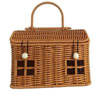 Picnic Basket 9.5x5.5x6.3in Portable Decorative House Shaped PP Woven Basket with Handle for Picnics, Easter, Organizing, Storage.