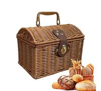 Picnic Basket - Storage Container with Handle and Lid, Basket Imitation Wicker for Living Room Bedroom Country House Flat Outdoor Travel Wedding Party Celebration