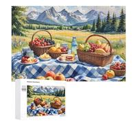 Picnic Basket with Fruits Jigsaw Puzzle, 1000 PCS, Indoor Activity for The Home, Classic Jigsaw Entertainment for The Home, for Family Fun