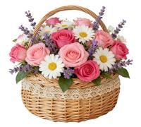 Picnic Basket | Woven Rattan Natural Storage with Handle | Picnic Basket For Kids,For Easter Outdoor Beach Picking Harvest Fruit Flowers Living Room