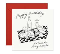 Picnic Birthday Card - Fancy Snacks -Gifts for Him, Her, Wife, Husband, Boyfriend, Girlfriend, Fiance, Partner, Babe, Partner - Wine & Cheese - Comes with Stickers