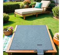 Picnic Blanket 200 x 200 cm Leaf Pattern and Khaki, Blue