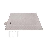 Picnic Blanket 200 x 200 cm Leaf Pattern and Khaki, White / 200 x 200 cm