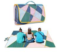 Picnic Blanket, Foldable Waterproof Sand Mat, 200 x 200 cm, Extra Large Picnic Blanket, Outdoor Mat, Beach Blanket for Camping, Hiking, Travel, Family Concerts