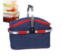 Picnic Box, 30L Portable Picnic Camping Cooler Bag, Oxford Cloth Folding Picnic Basket with Handle, Camping Equipment for Food Fruit Picnic Stuff