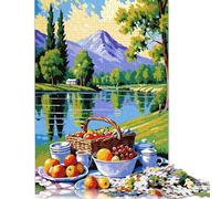 Picnic by The Lake Painting Puzzle for Adults And Teenagers 1000 Pieces Paper Puzzle Jigsaws for Adults Puzzle Gifts 38x26cm/1000pcs