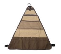 Picnic Cutlery Canvas Storage Bag, Outdoor Cookware Carry Bag with Multiple Pockets and Hooks, Foldable Khaki Hanging Bag for Camping Barbecue Picnics