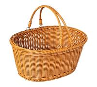 Picnic Grocery Basket - Woven Hamper, Harvesting Storage Fruit Basket With Handle, Large Willow Wood Organizing Tote | For Camping Shopping Garden Backyard Park Lawn Road Trips, And Fruits Picking