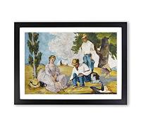 Picnic On A Riverbank by Paul Cezanne Framed Print | A2 Black Framed Wall Art | Ready to Hang | Modern Historical Picture | Living Room Bedroom Lounge Office