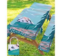 Picnic Table Cover with Bench Covers Elastic Table Cloth Cool Unique Fun Ideas Birthday Christmas Xmas Valentine's Day Camping Gifts for Camper RV Owner Camping Lovers Couple Women Men Mother Father