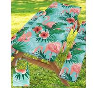 Picnic Table Cover with Bench Covers Waterproof Elastic Rectangle Reusable Folding Tablecloth Mantelería Manteles Camping Essentials Rv Car Travel Supplies Table Cloth Outdoor Road Trip Camper Gifts