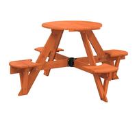 Picnic Table for 4 Kids with Umbrella Play Table Round Solid Wood Fir vidaXL